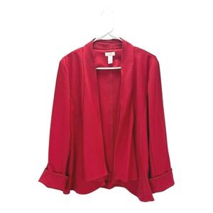 Chico's Red Open Front Cardigan Jacket Blazer Size 1 (Medium)‎ Office Workwear